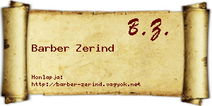 Barber Zerind névjegykártya
